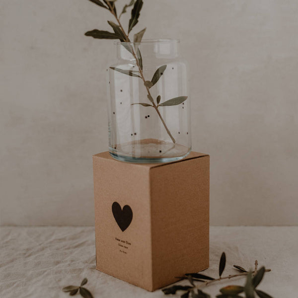 Vase aus Glas, groß, mit Punkten - von Eulenschnitt