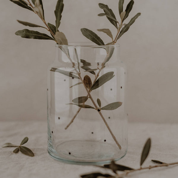 Vase aus Glas, groß, mit Punkten - von Eulenschnitt