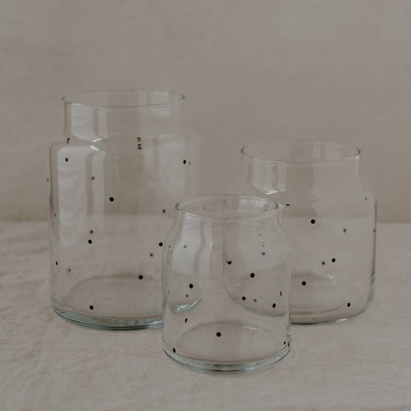 Vase aus Glas, groß, mit Punkten - von Eulenschnitt