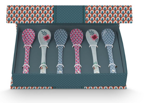 Oriental Flower Festival 6er Set Teeloeffel Blau Ansicht Box