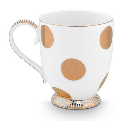 PIP Tasse Dot Delight Weiss Gold Gross Ansicht links